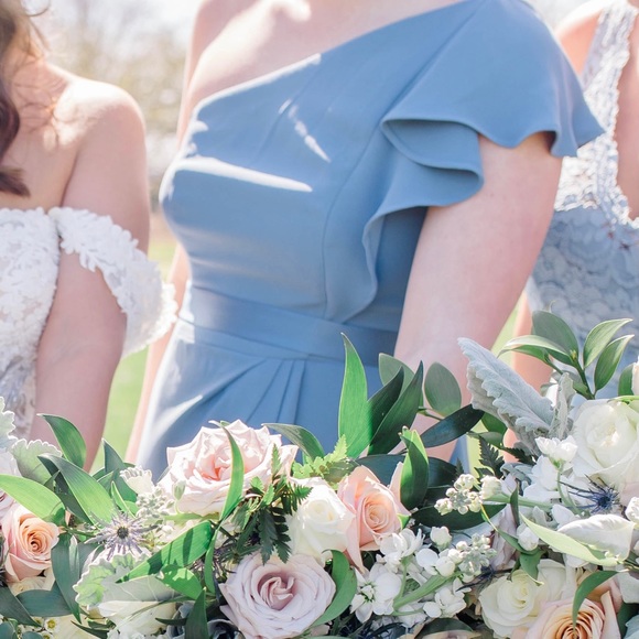 Vera Wang Ruffled One Shoulder Bridesmaid Dress - Picture 4 of 7